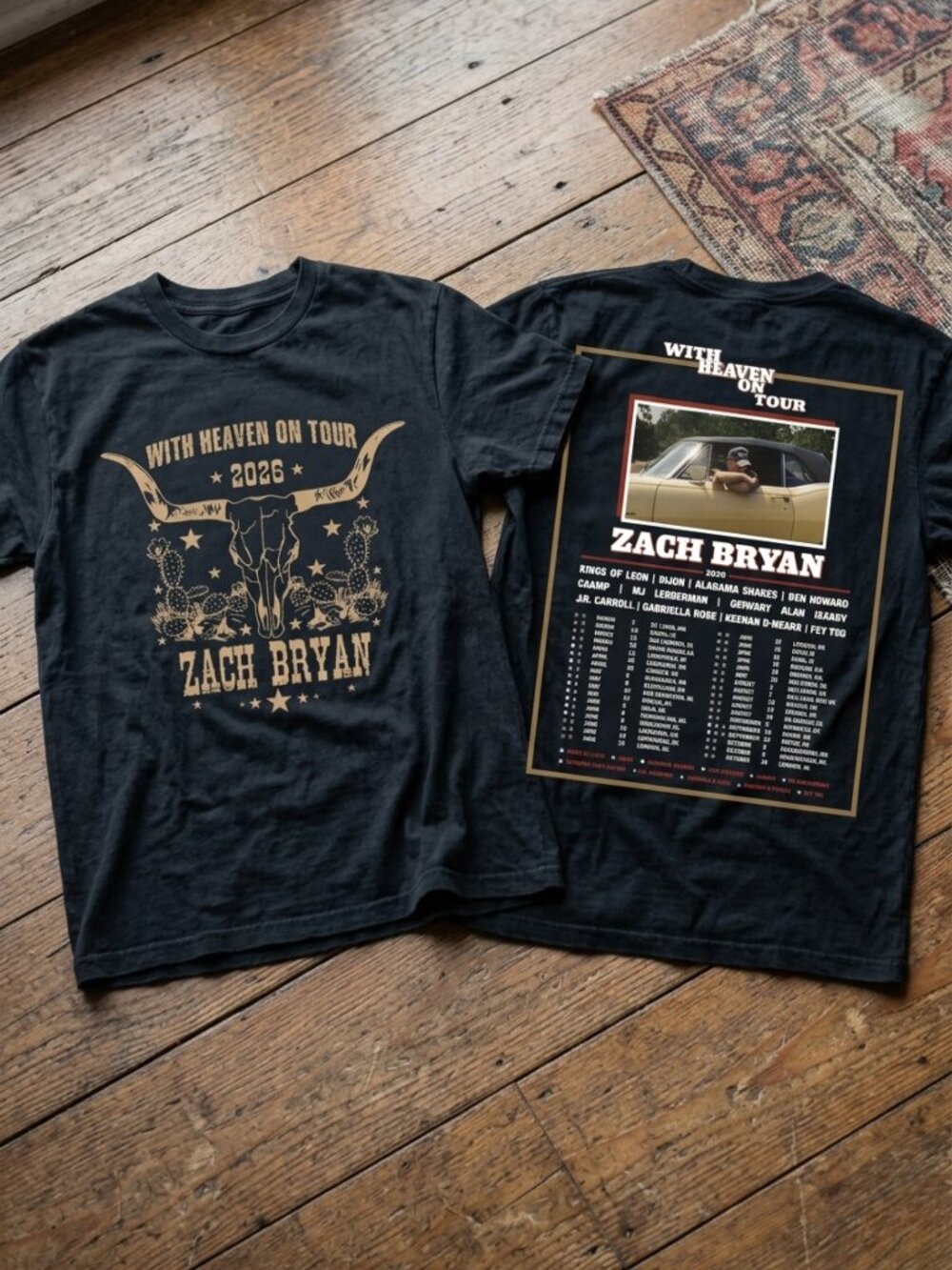Zach Bryan With Heaven On Tour 2026 Vintage Country Concert Tee Black